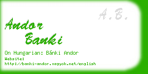 andor banki business card